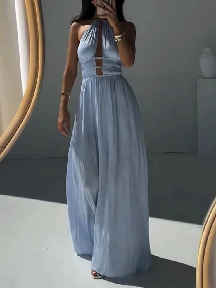 Kleid mit hängendem Halsausschnitt und Hohlsaum