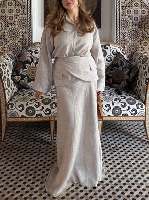 Minimalist Shirt And Skirt Suit