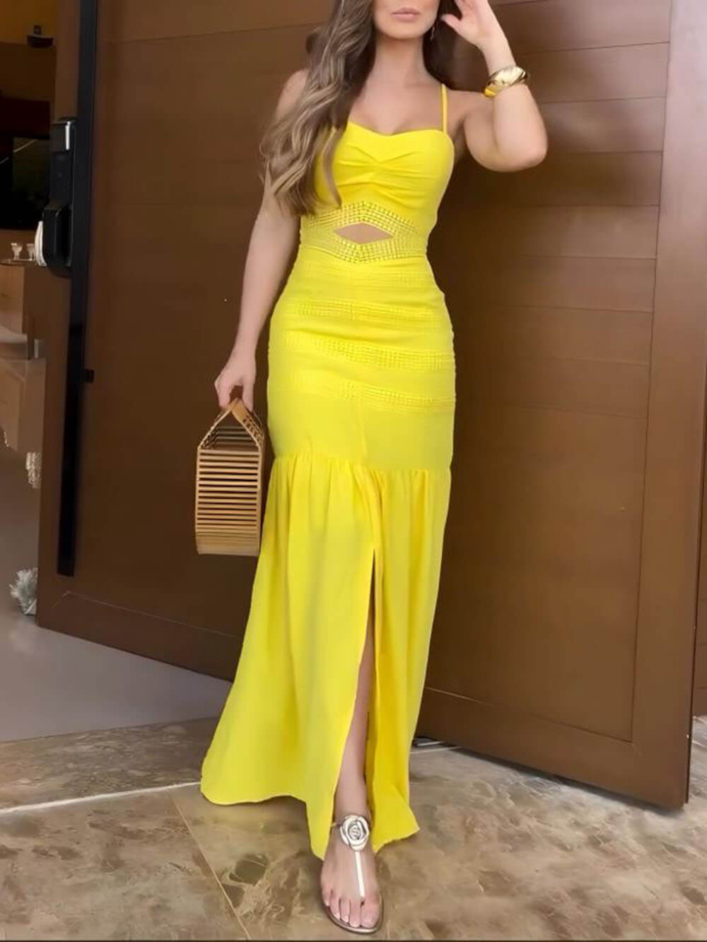 Exquisite Beautiful Essence Crochet Lace Patchwork Hollow Fishtail Maxi Dress