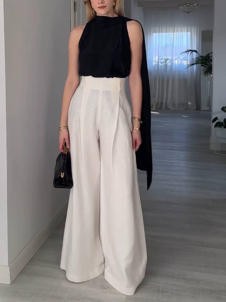 Chemise sans manches à motif ruban élégant