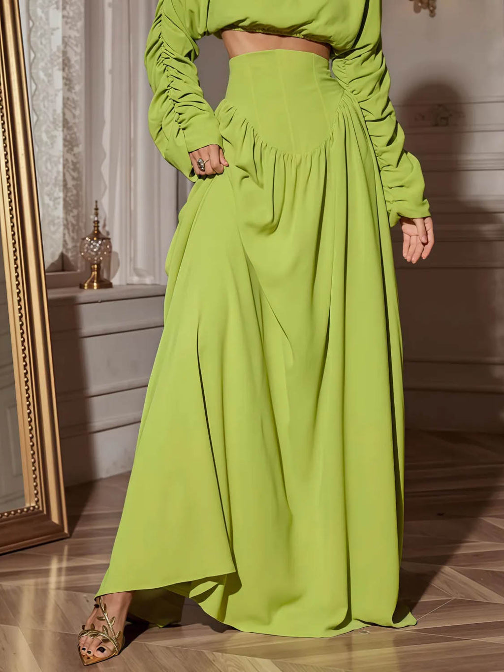 Eleganter Plissee-Rock mit hoher Taille und Bindeband