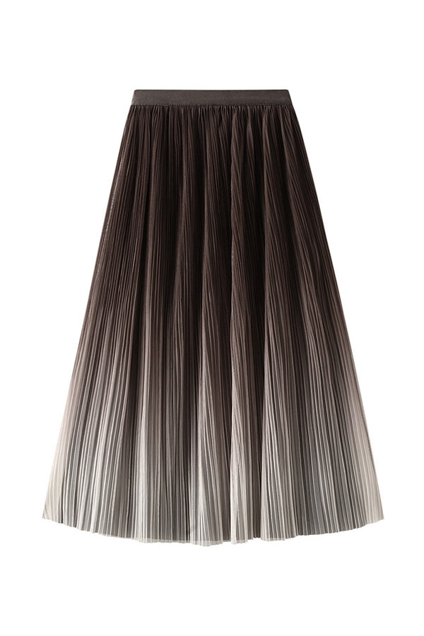 Elegant gradient pleated long skirt 4 one size