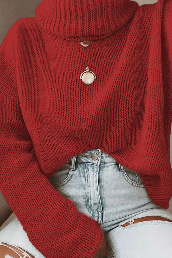 turtleneck pullover sweater Red