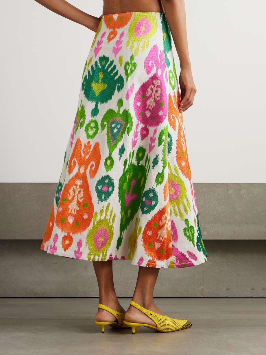 Lebhafter Midirock mit hoher Taille und Ikat-Print