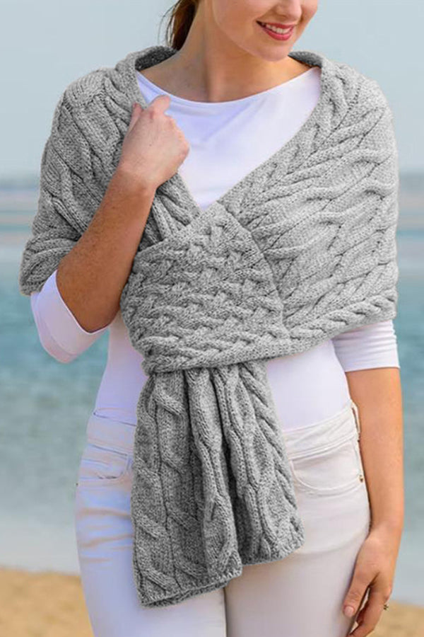 Fashionable women's knitted shawl scarf light grey One Size