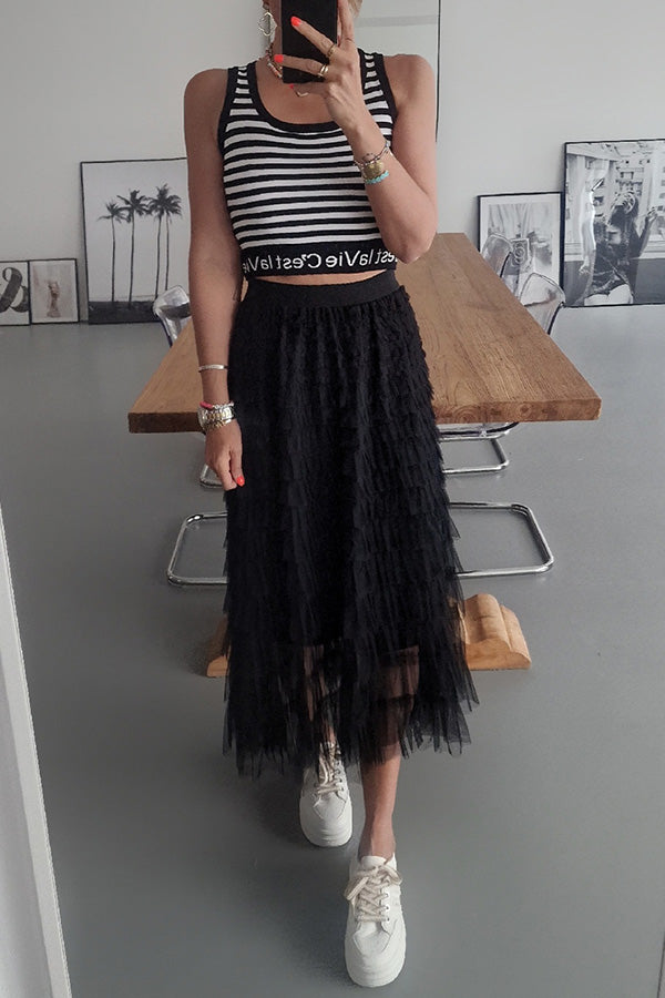 Midi Rock Fifth Avenue Lace Skirt Black