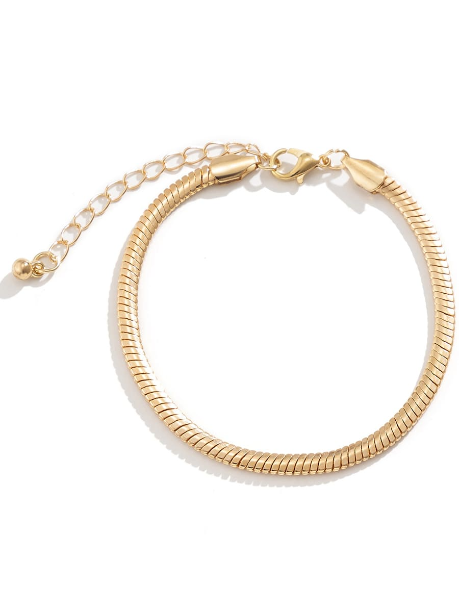 Flat Snake Bone Bracelet Gold one size