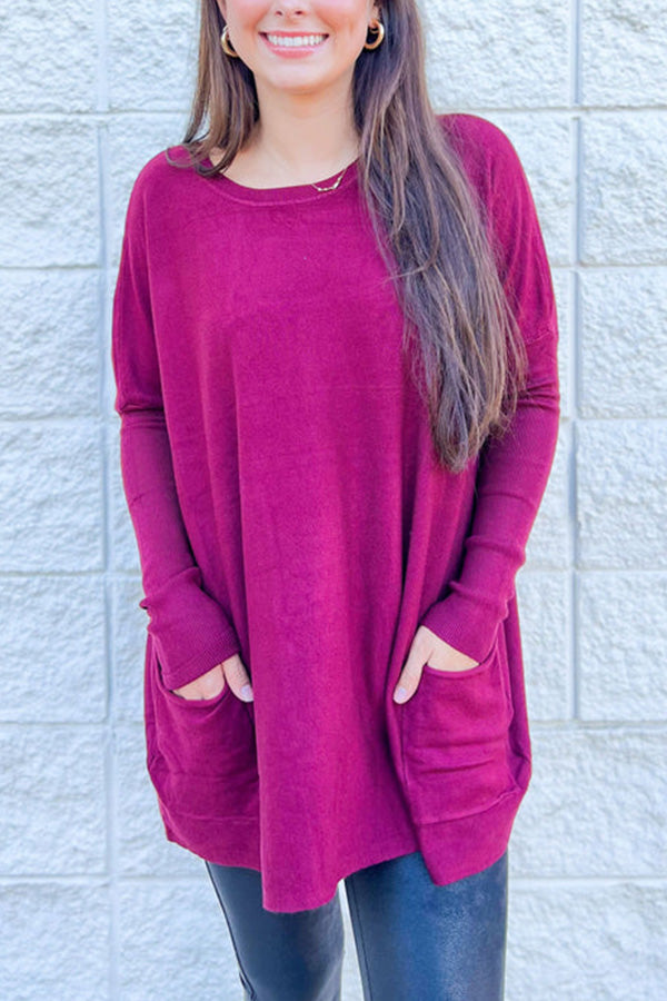 BOYFRIEND POCKET SWEATER Mulberry