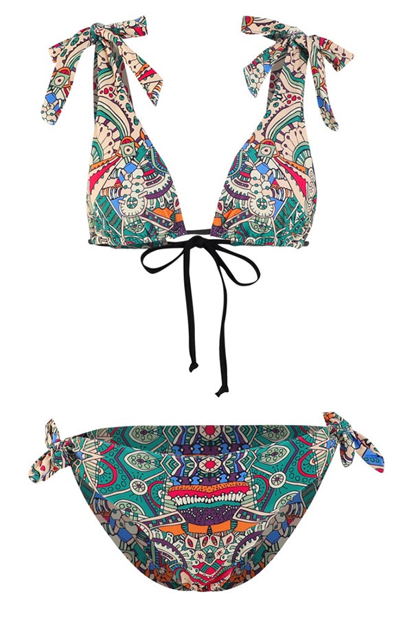 Bow Tie Print Bikini Multicolor