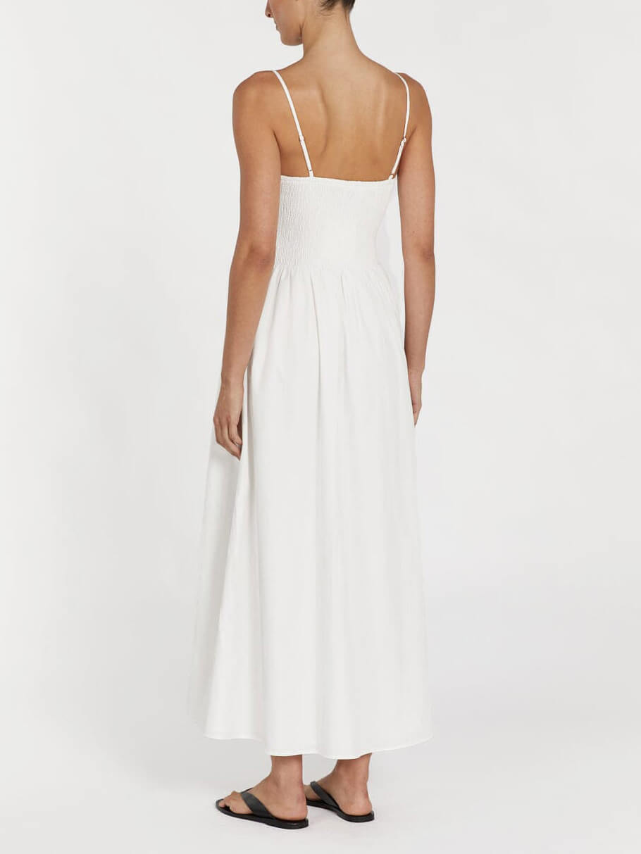 Modisches Midikleid mit Spaghettiträgern und einfarbigem Schlitz