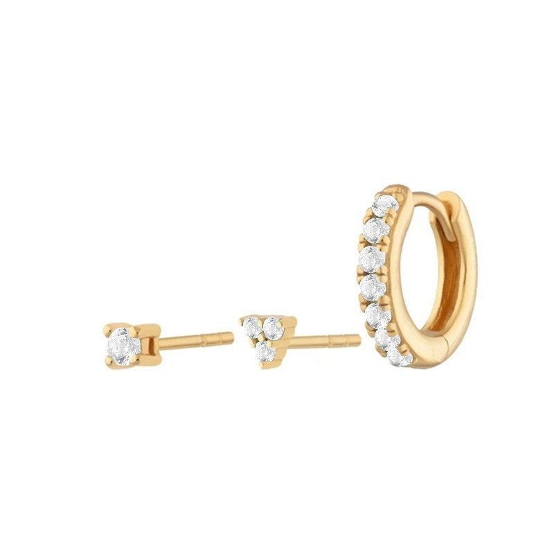 3 Piece Earring Set in Clear
