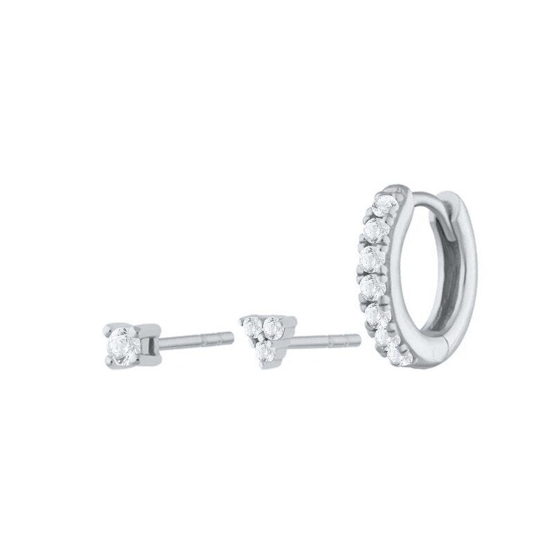 3 Piece Earring Set in Clear
