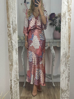 Chemise ample élégante à imprimé floral en satin vintage