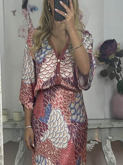 Chemise ample élégante à imprimé floral en satin vintage