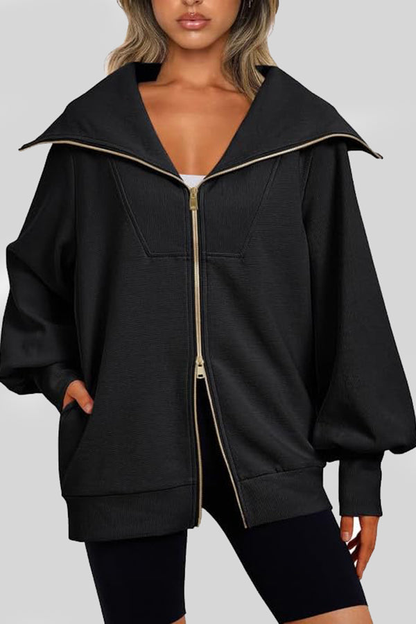 Efan Two Way Zip Pocket Jacket Black