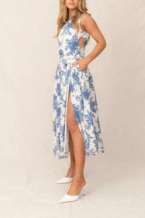 Regina Dress-Blue Print