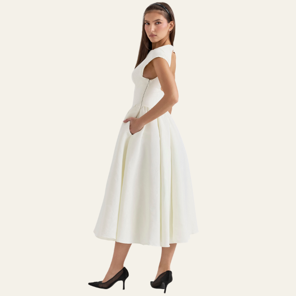 The Florence Structured A-Line Midi Dress