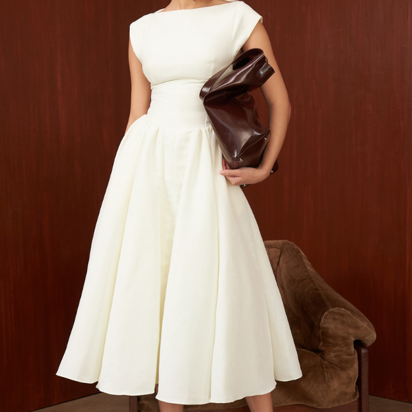 The Florence Structured A-Line Midi Dress