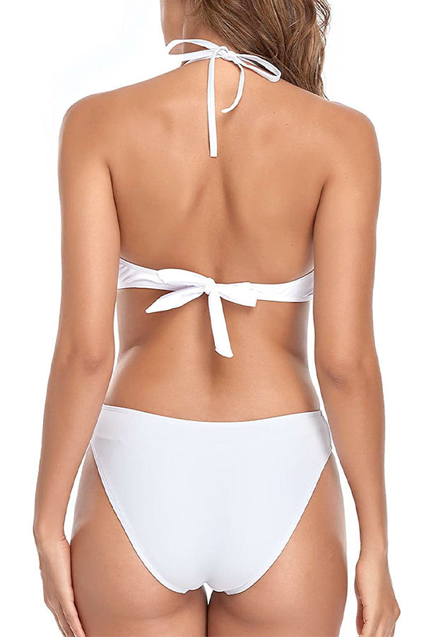 Cutout Halter Tassel One Piece Swimsuit