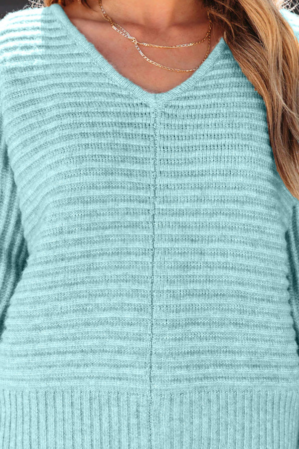 V-neck pullover casual commuting long-sleeved sweater sweater sky blue