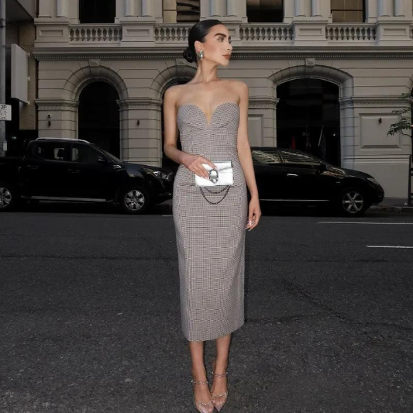 The Vienna Strapless Evening Midi Strapless Dress