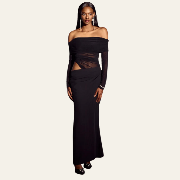 The Vienna Off-Shoulder Draped Evening Dress