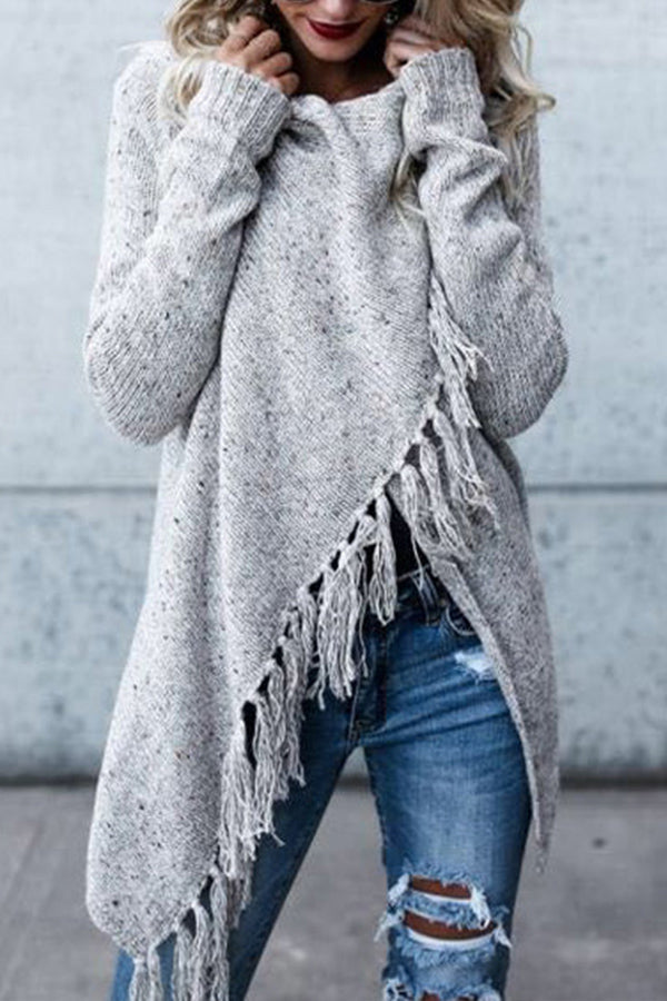 COZY UP TASSEL SWEATER COAT - 5 COLORS Grey