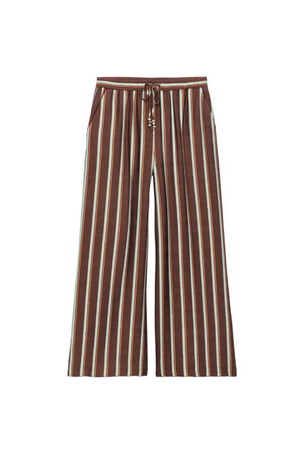 STRIPED WIDE-LEG TROUSERS