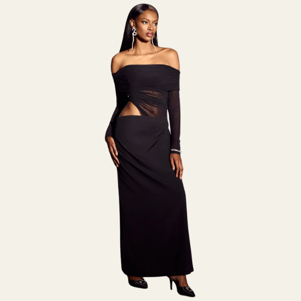 The Vienna Off-Shoulder Draped Evening Dress