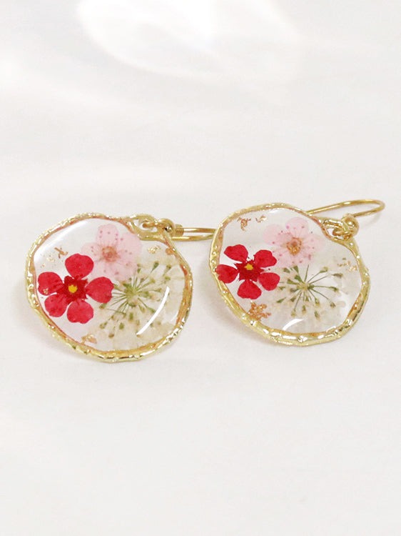 Retro Country Style Dried Flower Earrings Little narcissus one size