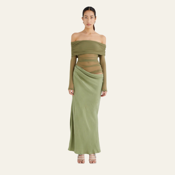 The Vienna Off-Shoulder Draped Evening Dress