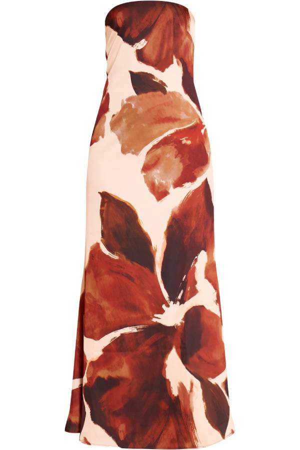 Trägerloses Maxikleid mit abstraktem Print