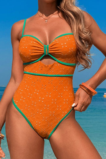 Premium Sexy Hollow One-Piece Swimsuit Orange