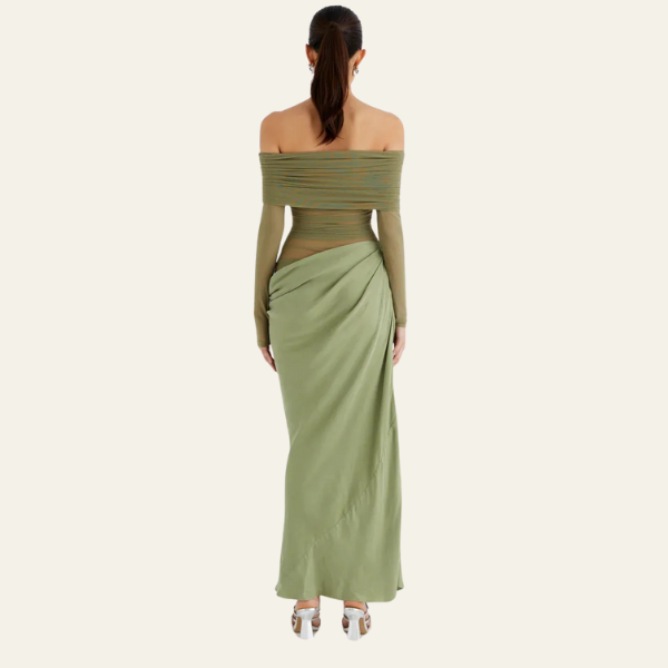 The Vienna Off-Shoulder Draped Evening Dress