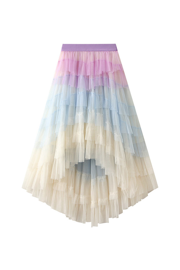 Irregular cake skirt high waist mesh skirt 1 one size