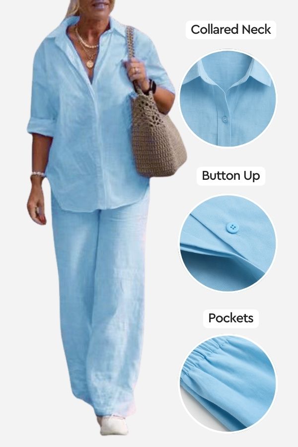 Relaxed Shirt & Trousers Two-Piece Set