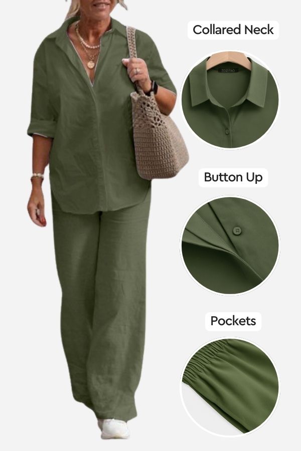 Relaxed Shirt & Trousers Two-Piece Set