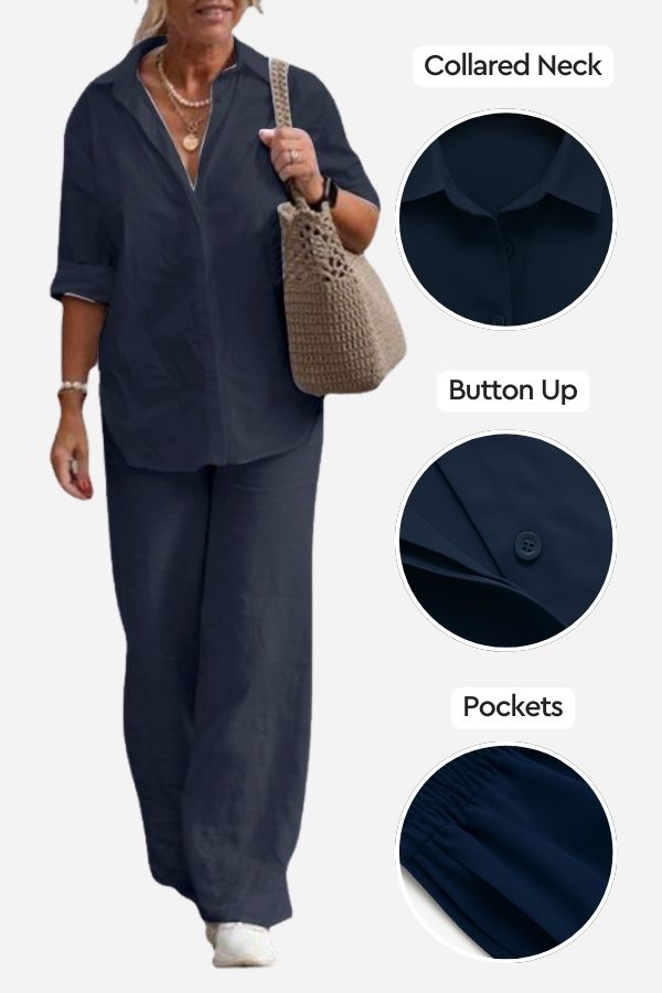 Relaxed Shirt & Trousers Two-Piece Set