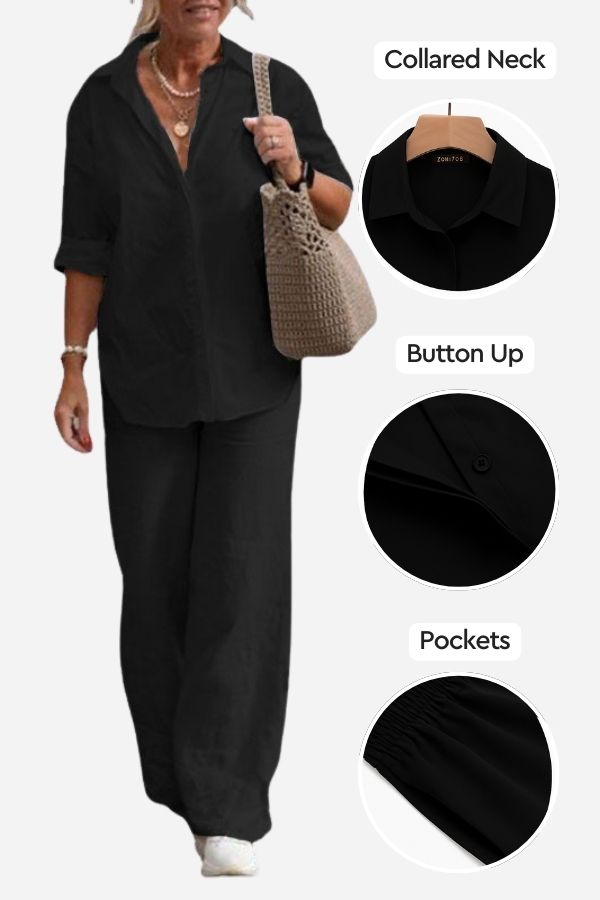 Relaxed Shirt & Trousers Two-Piece Set