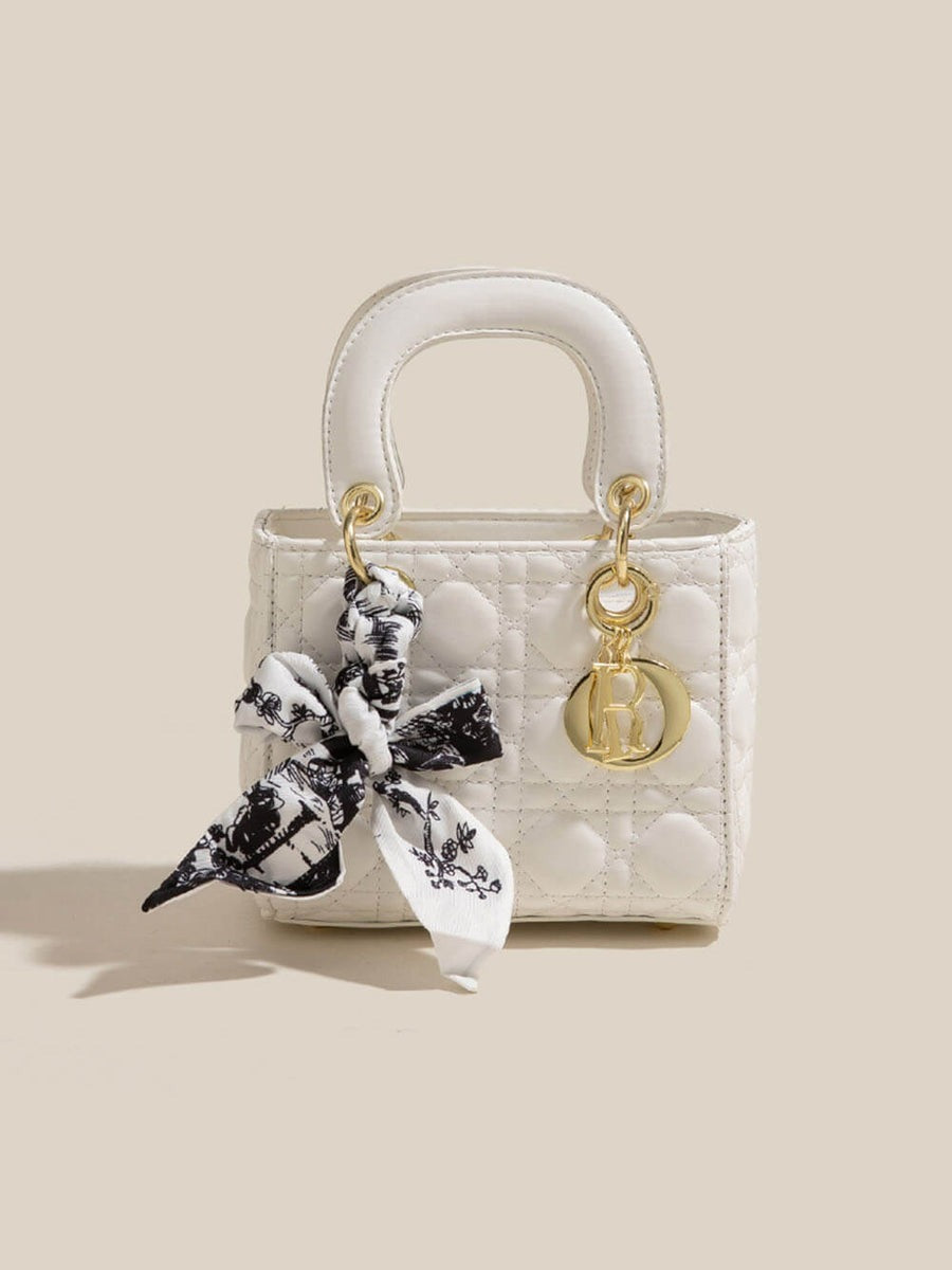 Diamond Silk Scarf Hand-Held Crossbody Bags Vertical White ONE SIZE