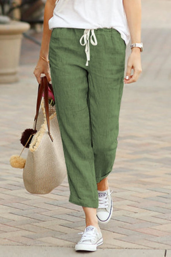 Breezy Relaxed Fit Straight Pants Army Green