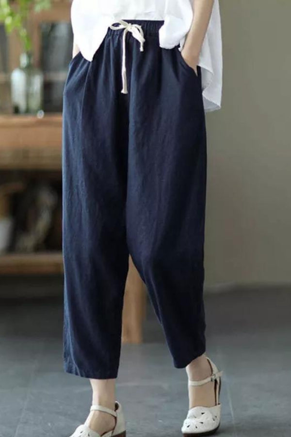 Breezy Relaxed Fit Straight Pants Navy Blue