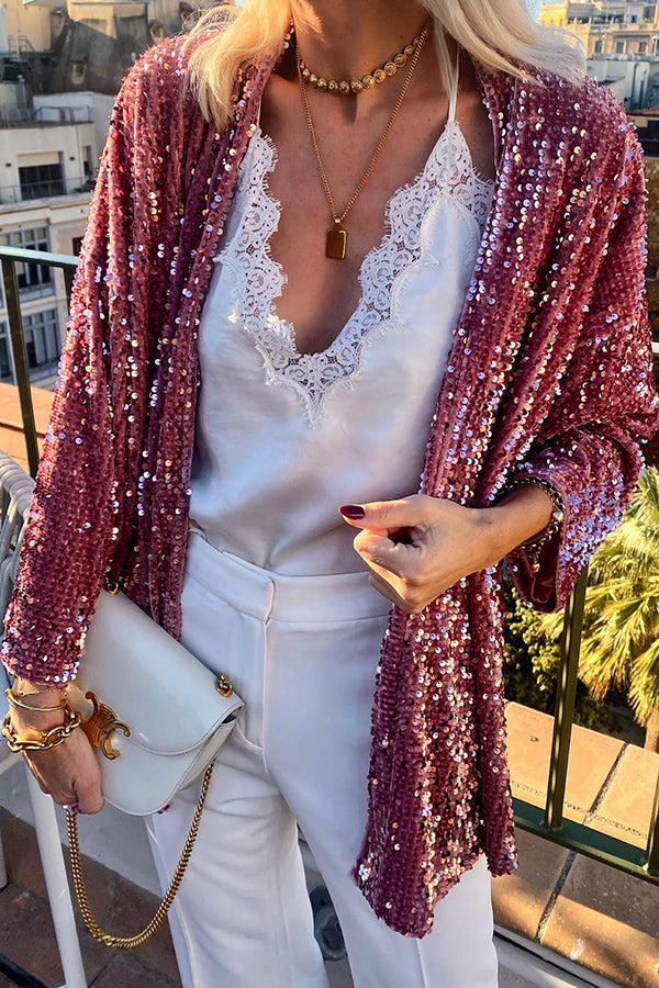 sequined cardigan jacket Pink