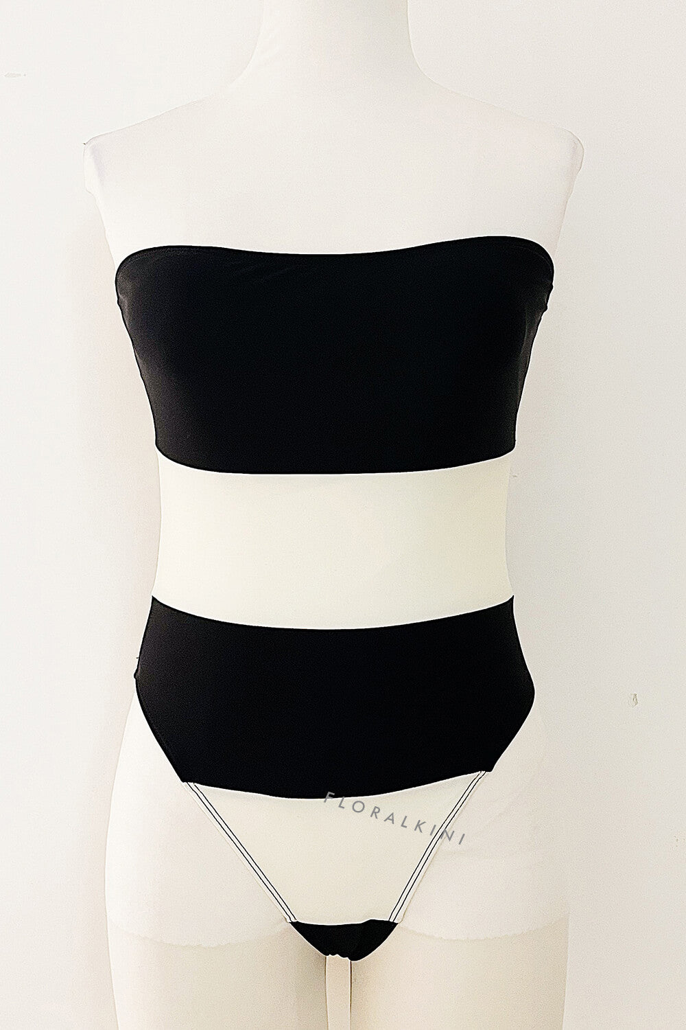 Stripe Color Block Strapless High Rise One Piece Swimsuit