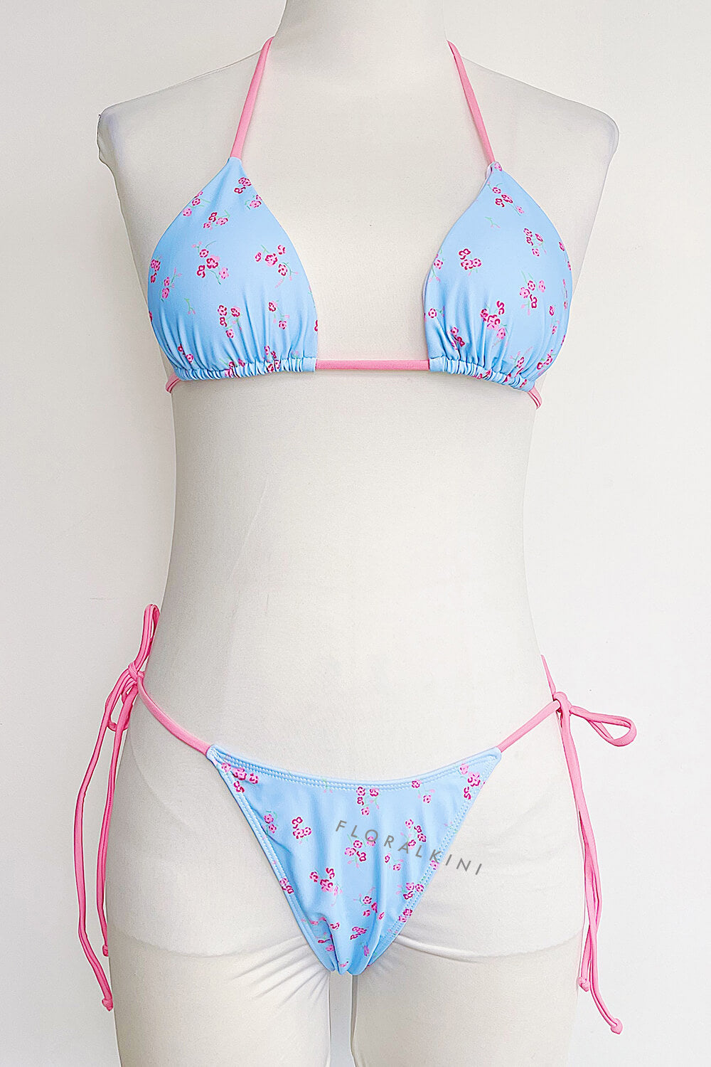 Floral Blossom Triangle Halter Tie Side Bikini Set