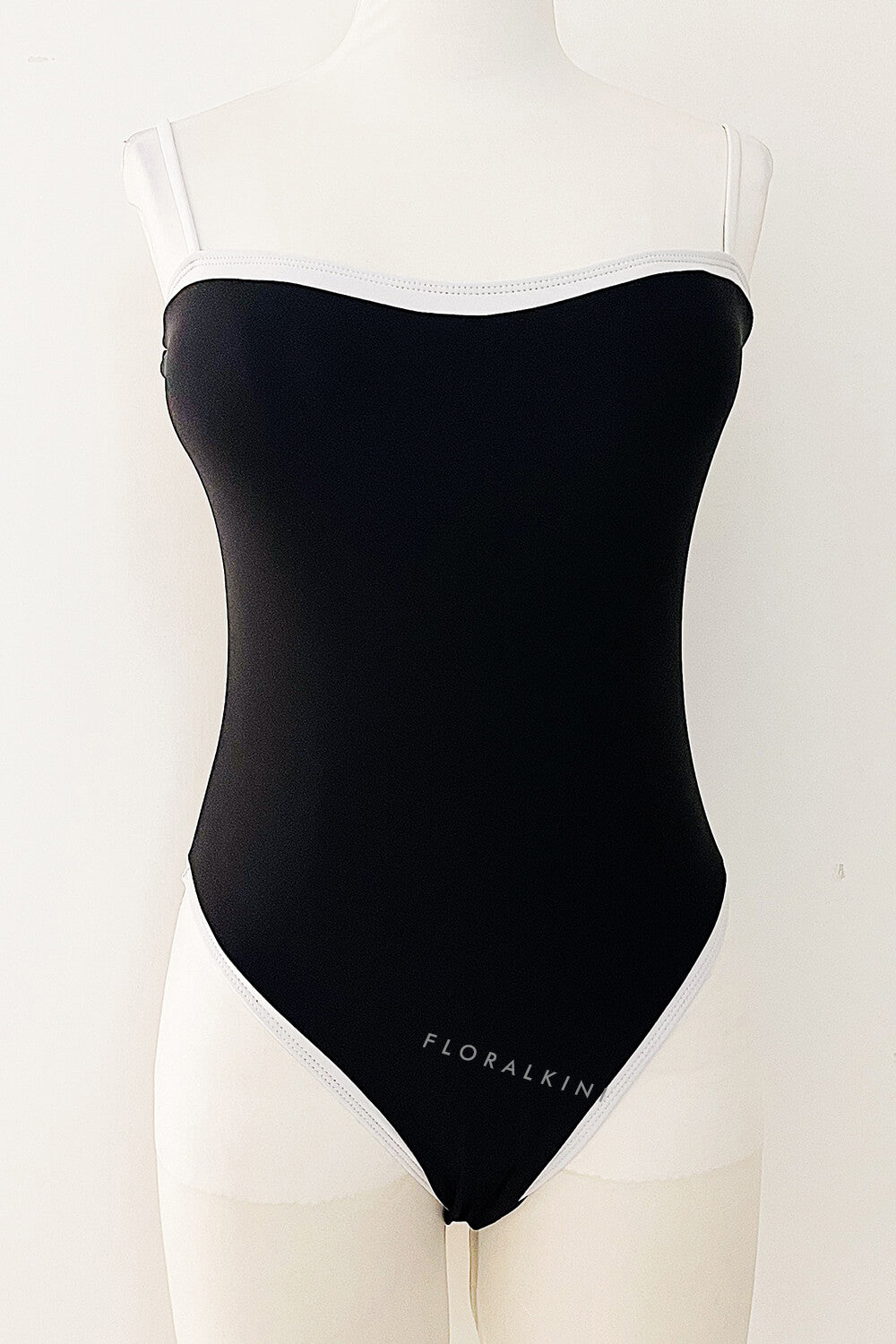 Colorblock Contrast Trim High Rise One Piece Swimsuit - Black