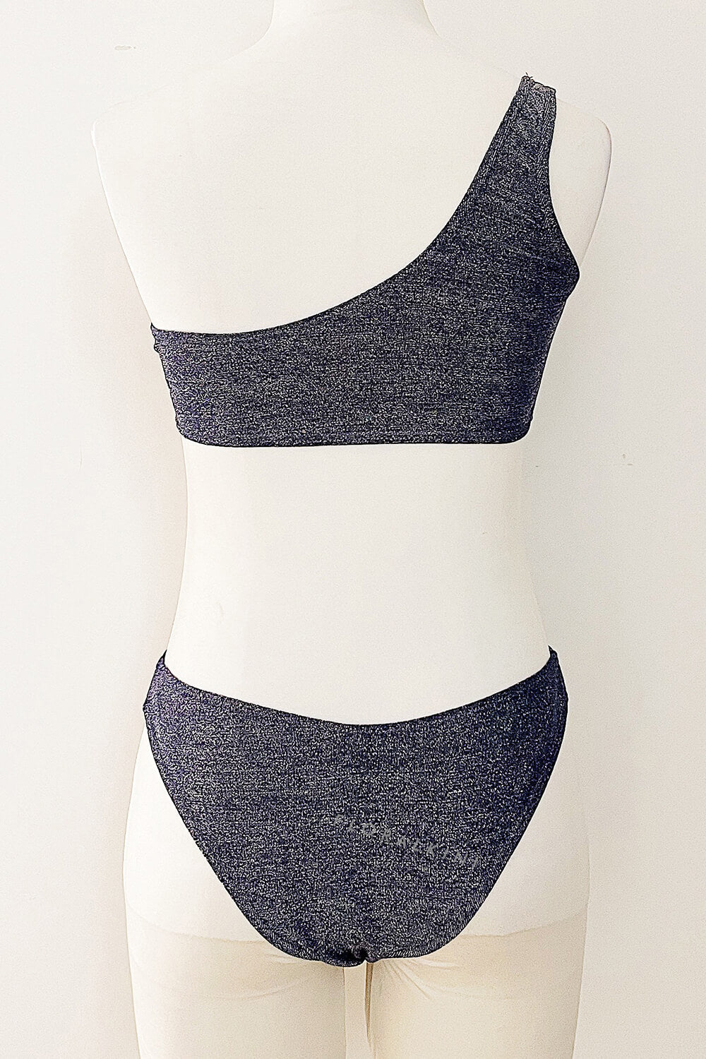 Shimmer Lurex One Shoulder High-Cut Bikini Set