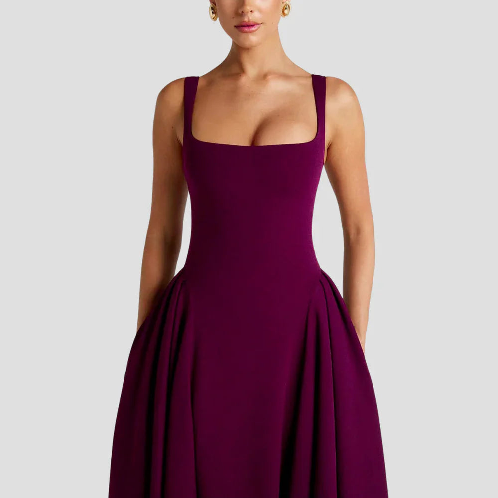 The Sorrento Structured Pleated Midi Dress
