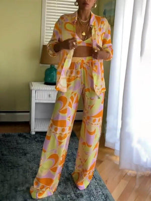 Klassisches, locker sitzendes, orangefarbenes bedrucktes Hemd