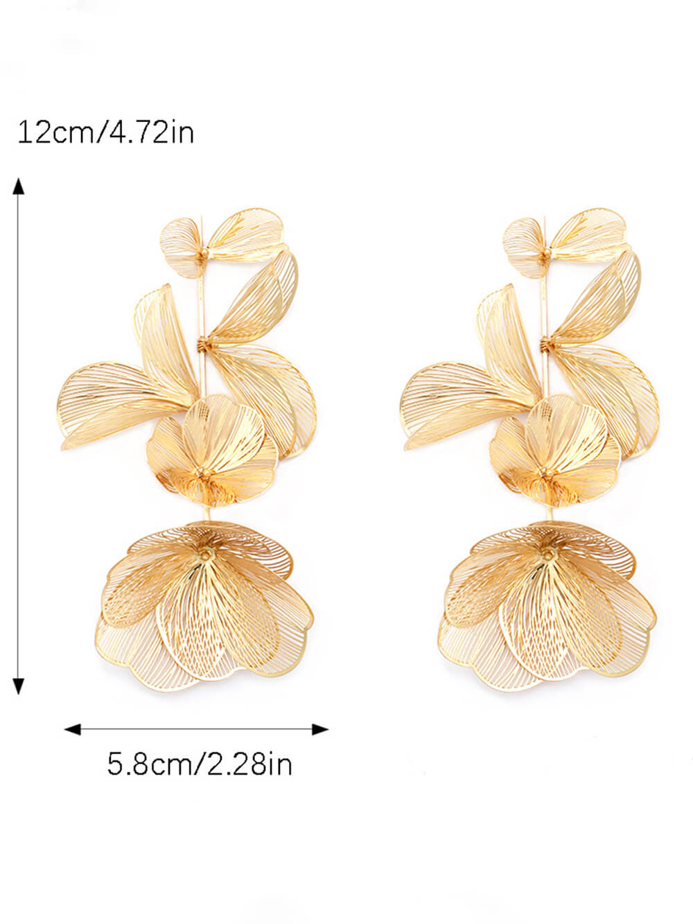 Boucles d'oreilles à fleurs creuses exagérées au design rétro